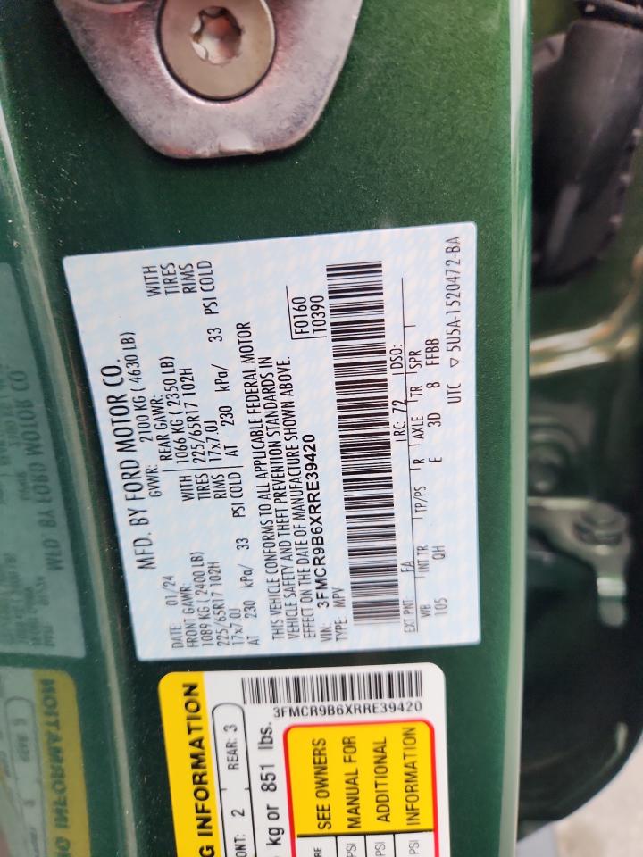 2024 Ford Bronco Sport Big Bend VIN: 3FMCR9B6XRRE39420 Lot: 69757415