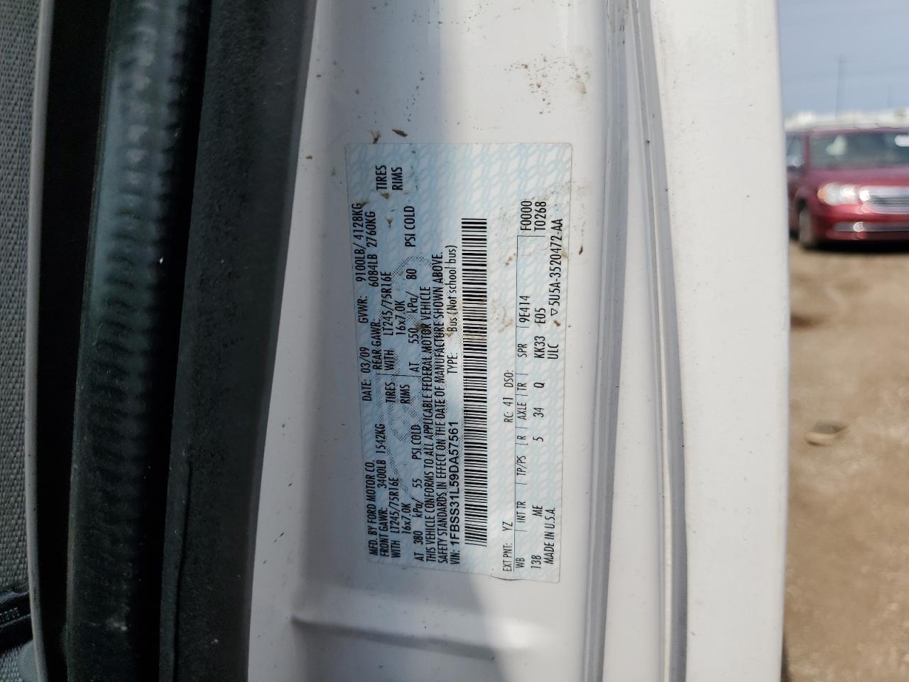 2009 Ford Econoline E350 Super Duty Wagon VIN: 1FBSS31L59DA57561 Lot: 70056065