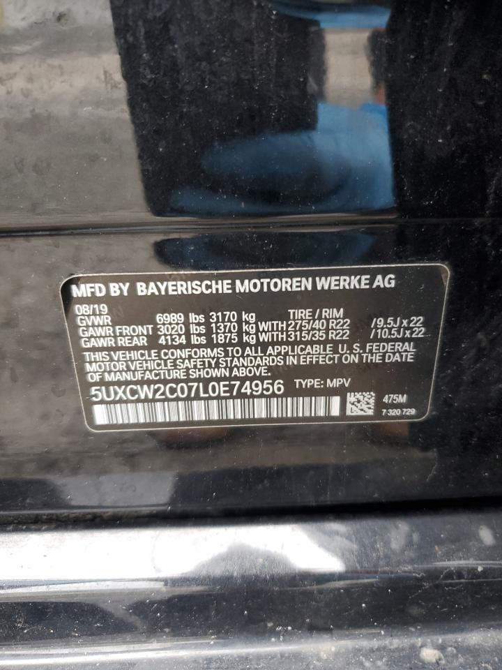 2020 BMW X7 xDrive40I VIN: 5UXCW2C07L0E74956 Lot: 68166165