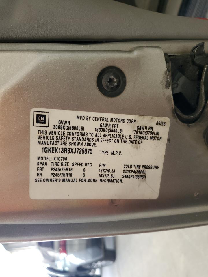 1999 GMC Yukon VIN: 1GKEK13R8XJ726875 Lot: 69955675