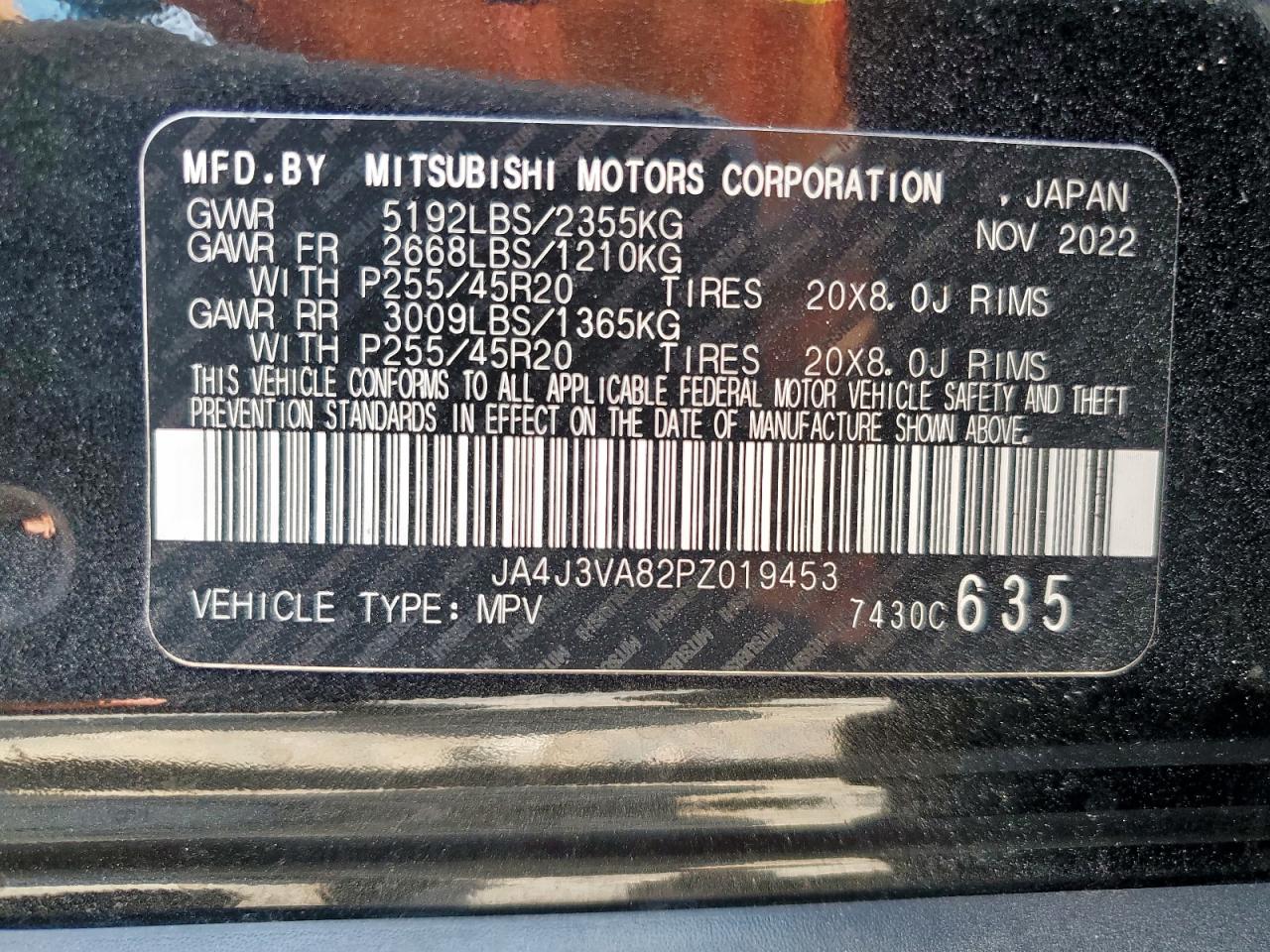 2023 Mitsubishi Outlander Sel VIN: JA4J3VA82PZ019453 Lot: 69954325