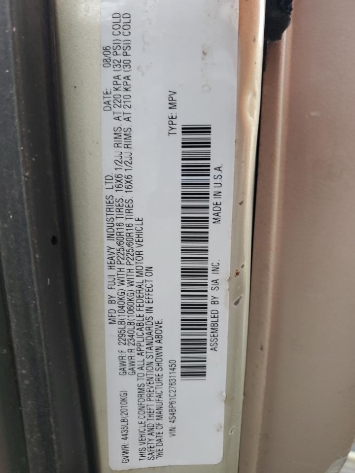 2007 Subaru Outback Outback 2.5I VIN: 4S4BP61C276311450 Lot: 69475285