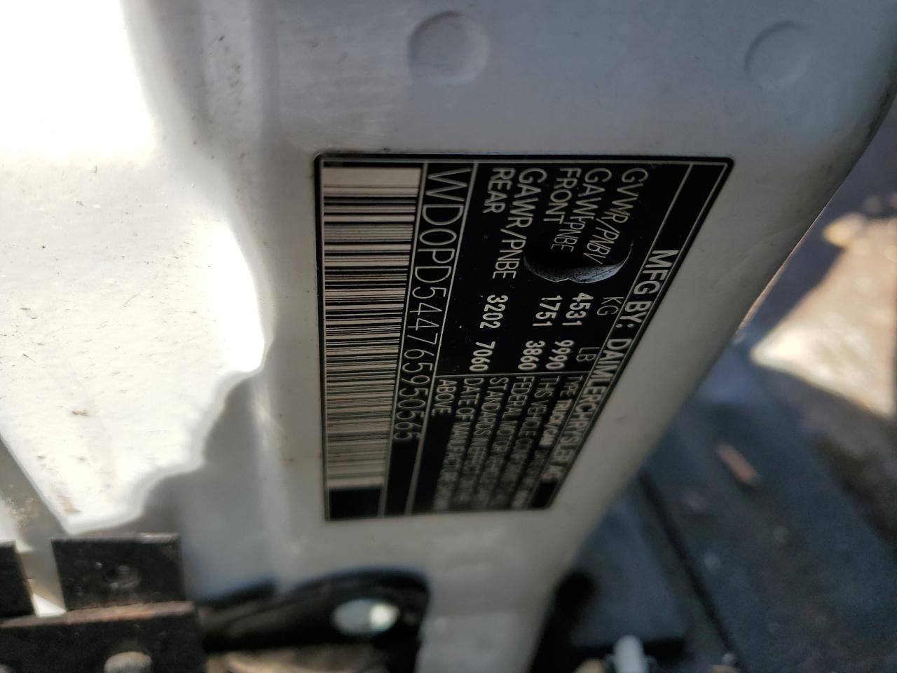 2006 Dodge Sprinter 3500 VIN: WD0PD544765950565 Lot: 68412425