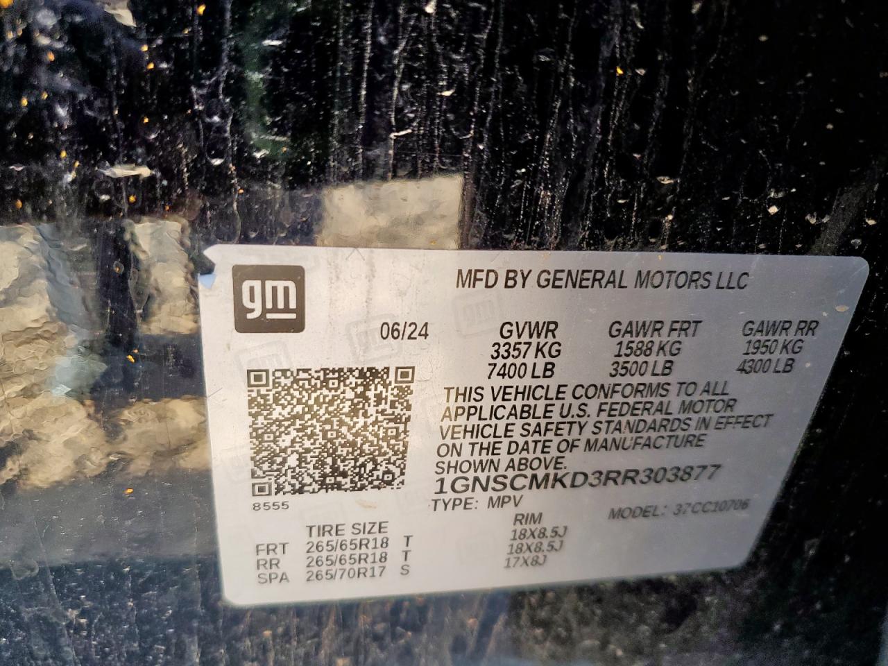 2024 Chevrolet Tahoe C1500 Ls VIN: 1GNSCMKD3RR303877 Lot: 68785015