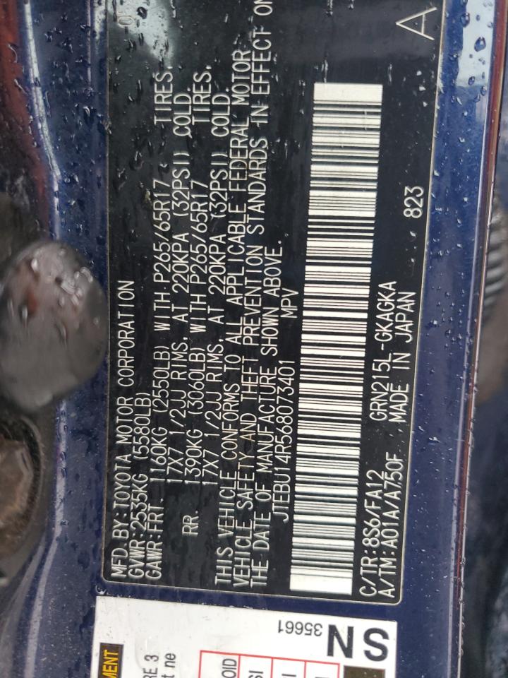 2006 Toyota 4Runner Sr5 VIN: JTEBU14R568073401 Lot: 69343975