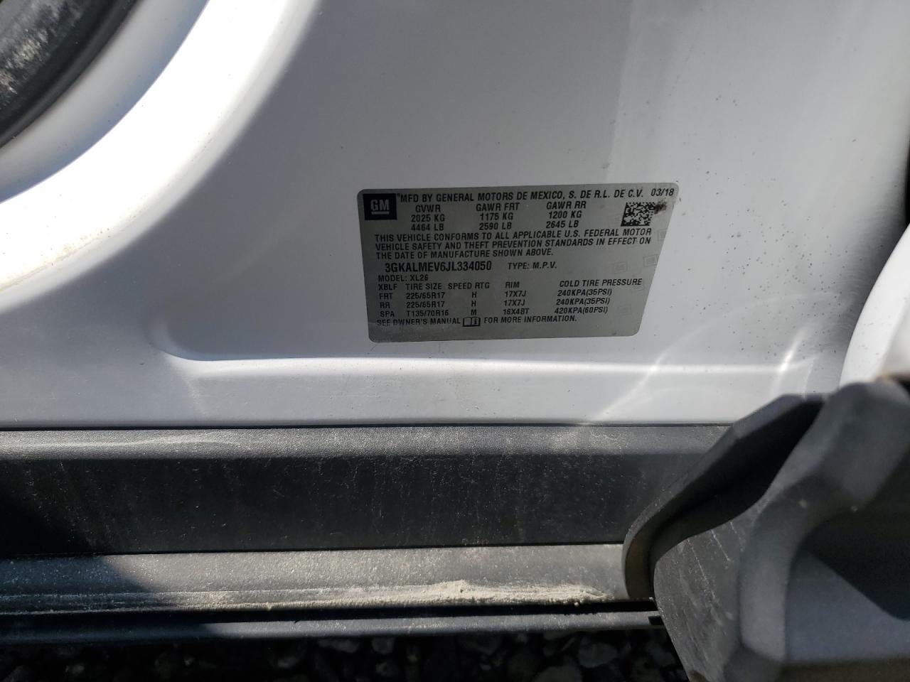 2018 GMC Terrain Sle VIN: 3GKALMEV6JL334050 Lot: 68105865