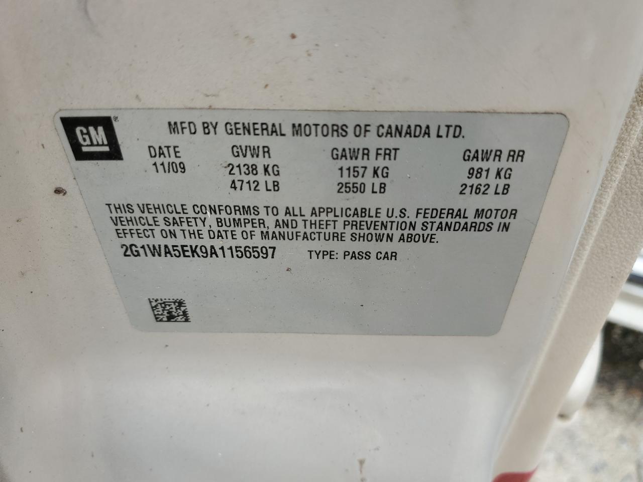 2010 Chevrolet Impala Ls VIN: 2G1WA5EK9A1156597 Lot: 68346645