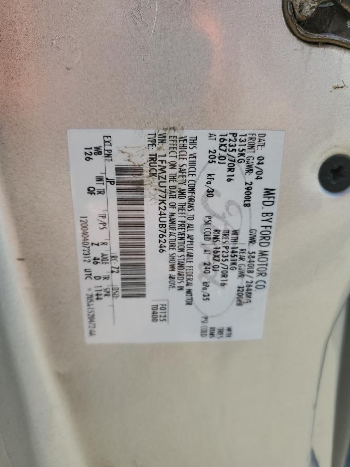 2004 Ford Explorer Sport Trac VIN: 1FMZU77K24UB76246 Lot: 69156025