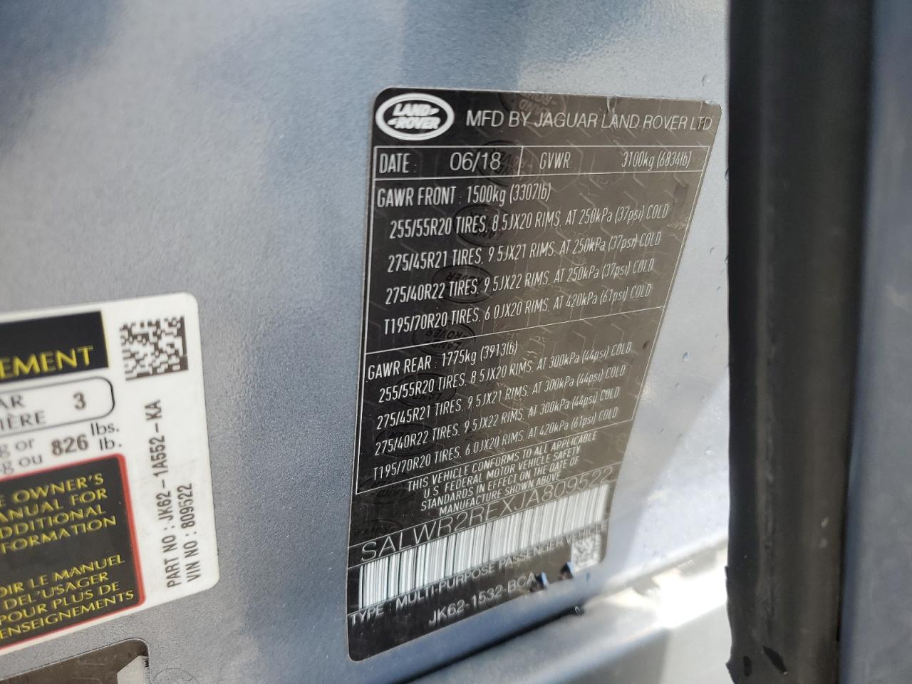 2018 Land Rover Range Rover Sport Supercharged Dynamic VIN: SALWR2REXJA809522 Lot: 70126885