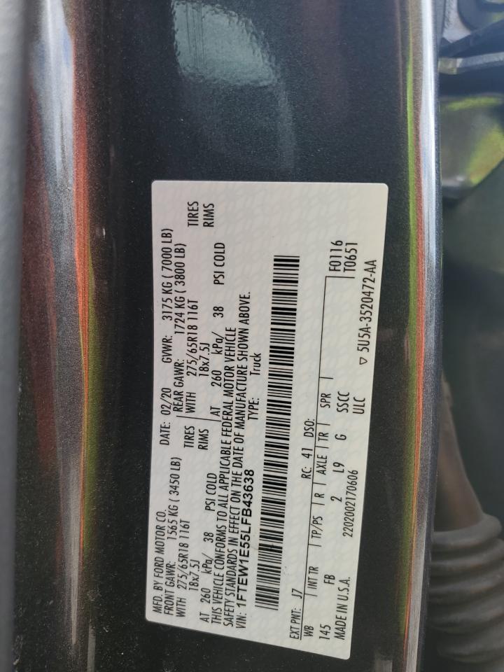 2020 Ford F150 Supercrew VIN: 1FTEW1E55LFB43638 Lot: 69601715