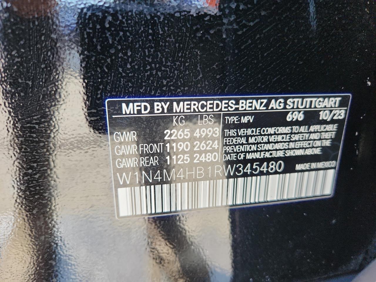 2024 Mercedes-Benz Glb 250 4Matic VIN: W1N4M4HB1RW345480 Lot: 70044005