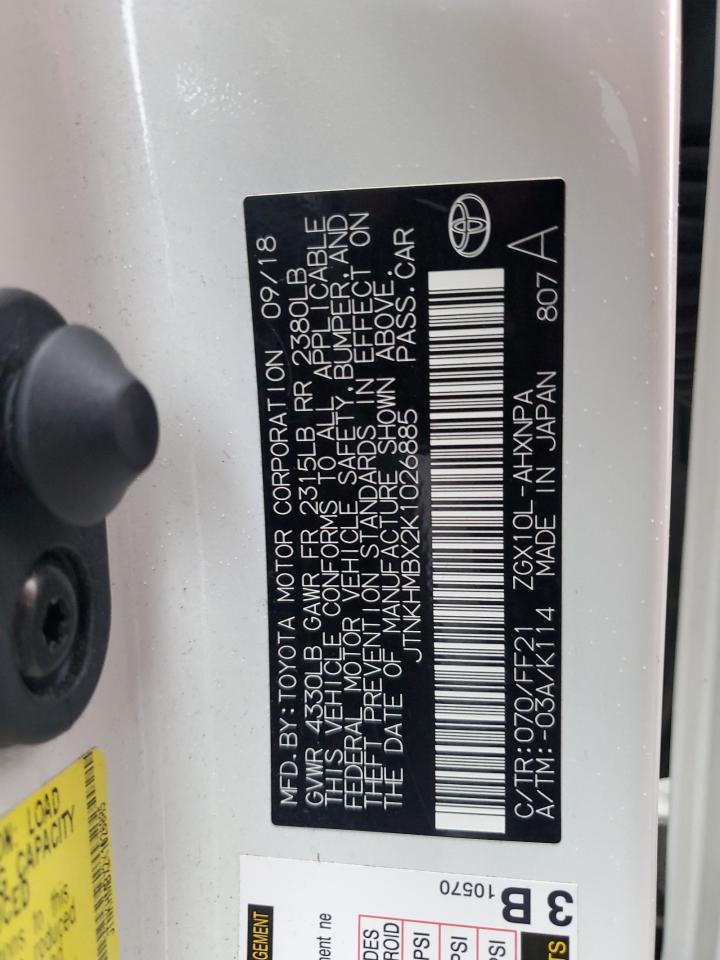 2019 Toyota C-Hr Xle VIN: JTNKHMBX2K1026885 Lot: 70569225
