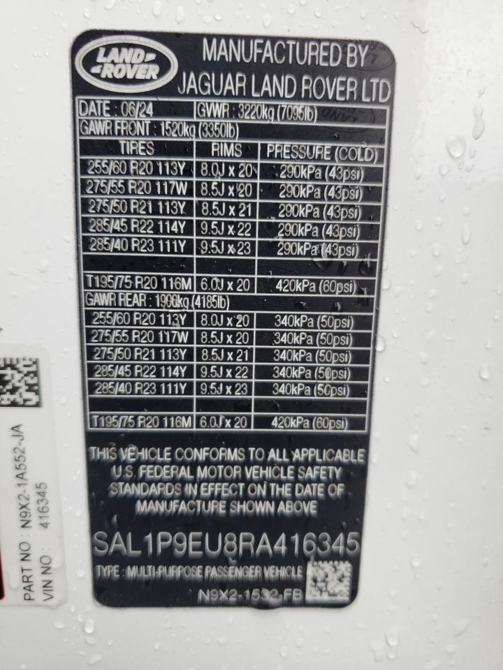 2024 Land Rover Range Rover Sport Se VIN: SAL1P9EU8RA416345 Lot: 70924925