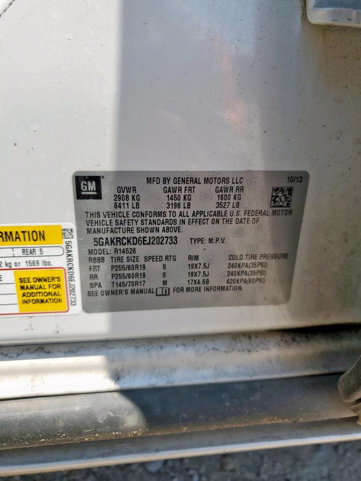 2014 Buick Enclave VIN: 5GAKRCKD6EJ202733 Lot: 69755605