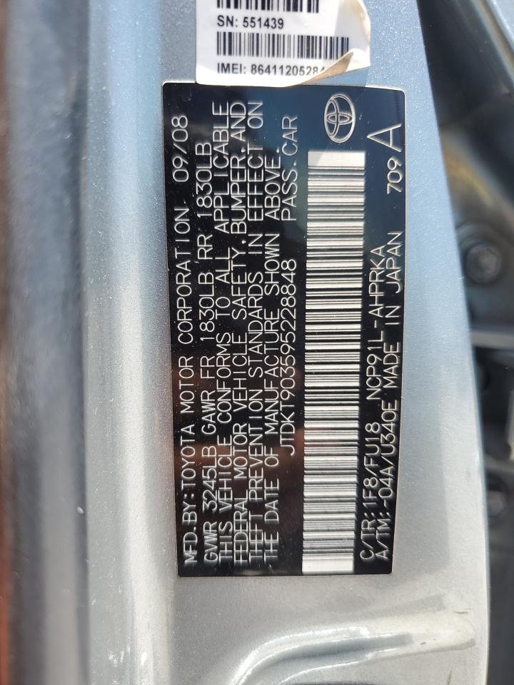 2009 Toyota Yaris VIN: JTDKT903595228848 Lot: 67345455