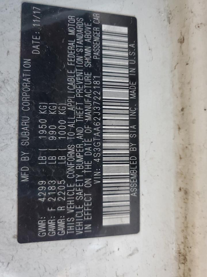 2018 Subaru Impreza VIN: 4S3GTAA62J3722181 Lot: 69996455