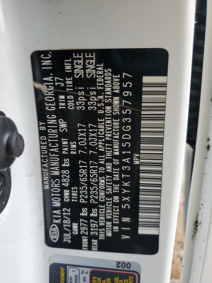 2013 Kia Sorento Lx VIN: 5XYKT3A15DG357957 Lot: 69644755