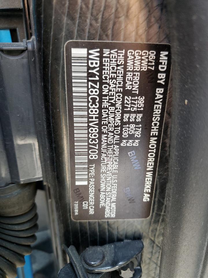 2017 BMW I3 Rex VIN: WBY1Z8C38HV893708 Lot: 68453115