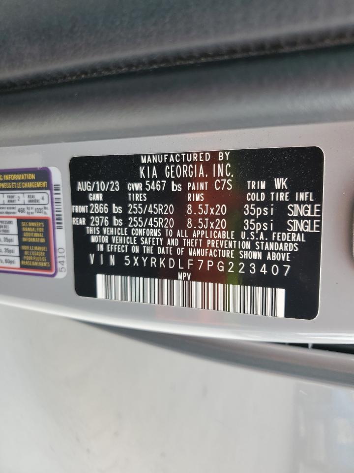 2023 Kia Sorento Sx VIN: 5XYRKDLF7PG223407 Lot: 70454705