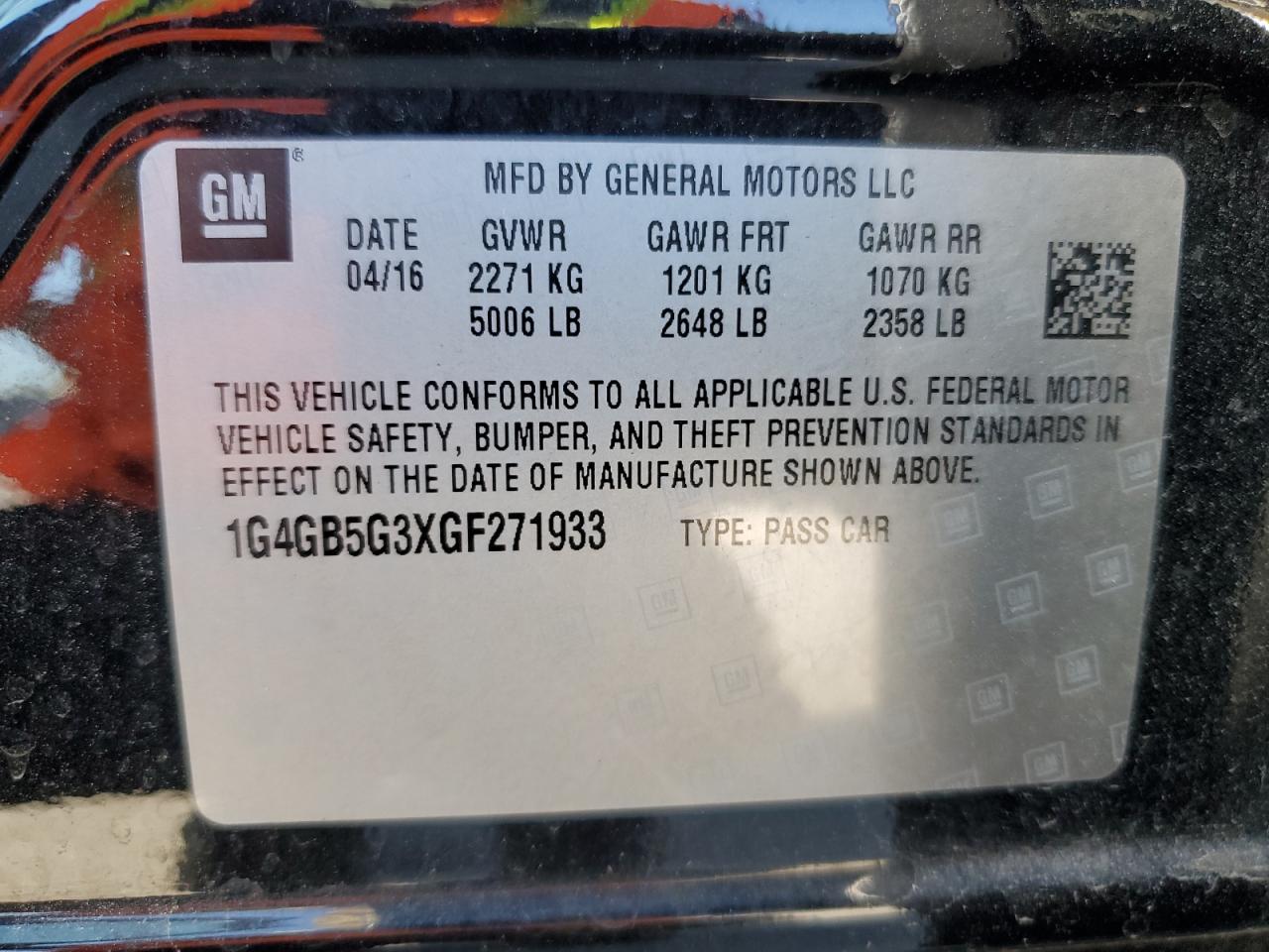 2016 Buick Lacrosse VIN: 1G4GB5G3XGF271933 Lot: 70736445