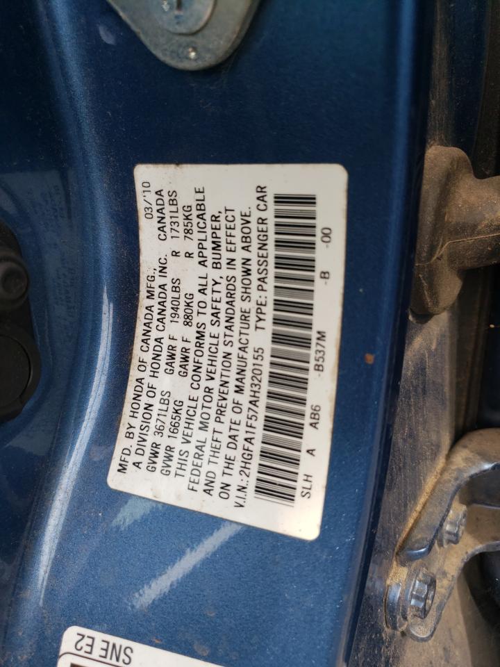 2010 Honda Civic Lx VIN: 2HGFA1F57AH320155 Lot: 69086755