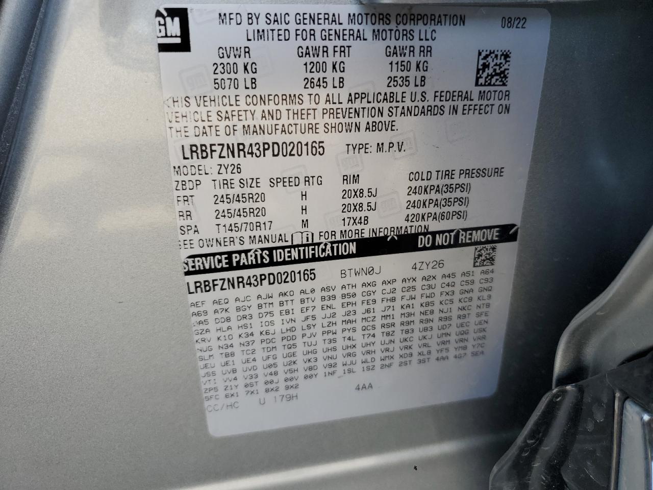 2023 Buick Envision Essence VIN: LRBFZNR43PD020165 Lot: 68971735
