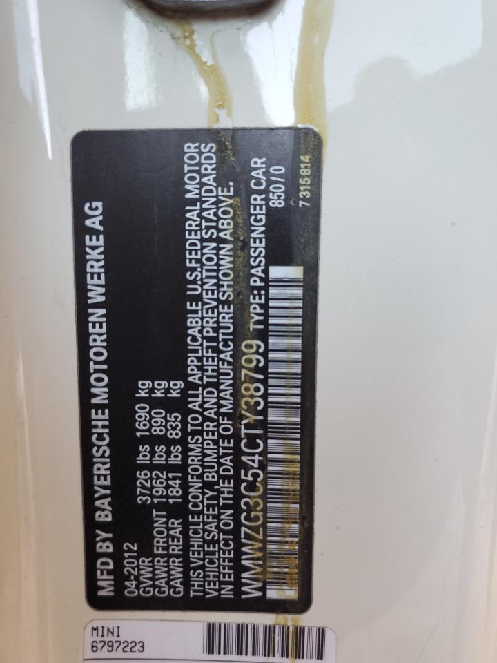 WMWZG3C54CTY38799 2012 Mini Cooper S Clubman