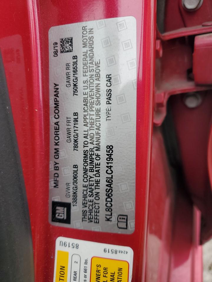 2020 Chevrolet Spark 1Lt VIN: KL8CD6SA6LC419458 Lot: 70251545