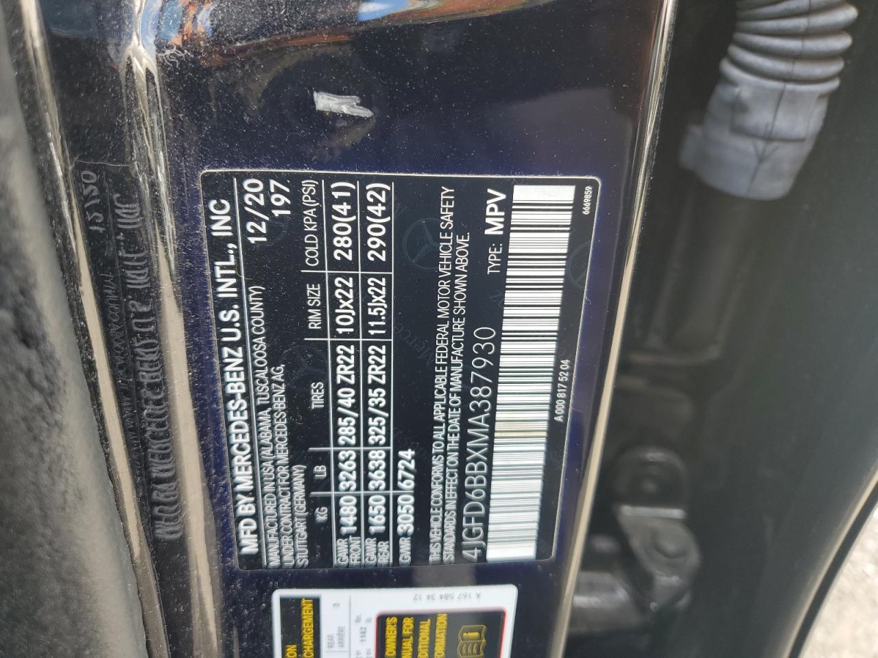 2021 Mercedes-Benz Gle Coupe Amg 53 4Matic VIN: 4JGFD6BBXMA387930 Lot: 71053005