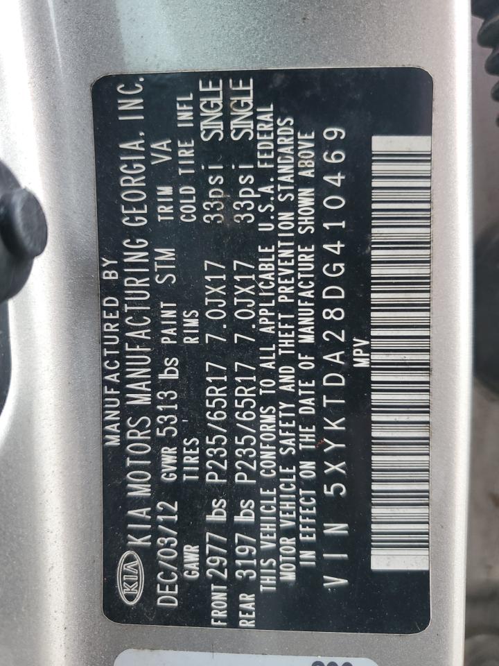 2013 Kia Sorento Lx VIN: 5XYKTDA28DG410469 Lot: 69971115