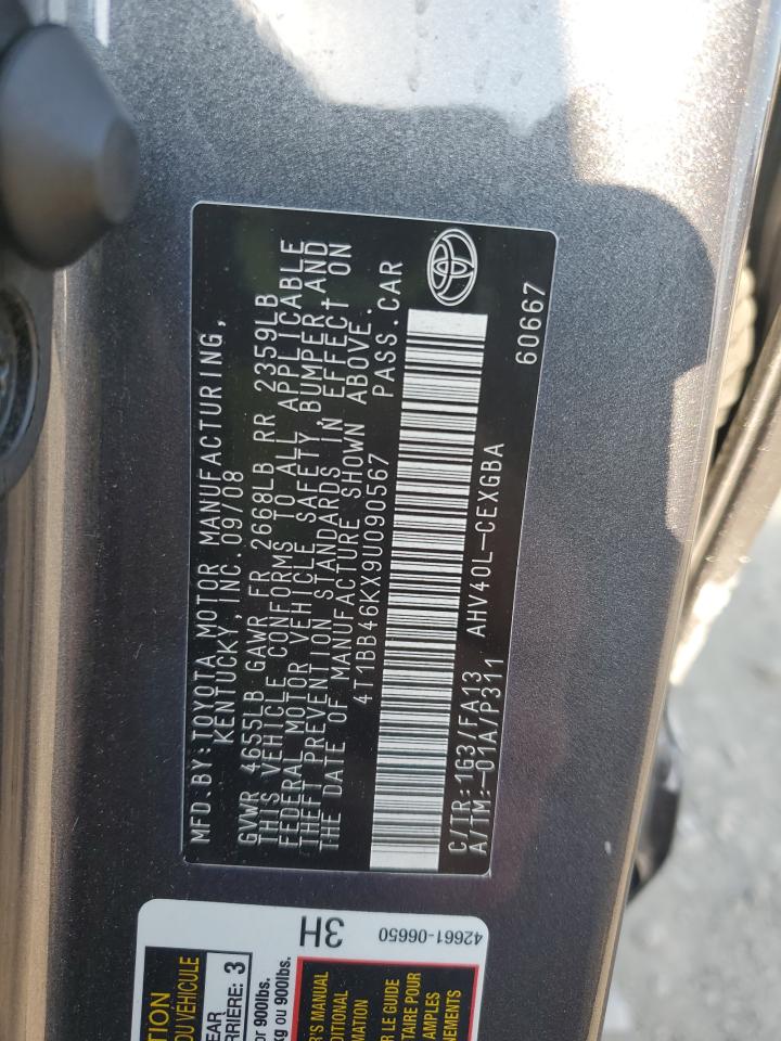 2009 Toyota Camry Hybrid VIN: 4T1BB46KX9U090567 Lot: 69046495