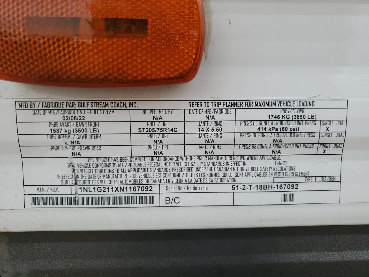 2022 Gulf Stream Amerilite - Rvs VIN: 1NL1G211XN1167092 Lot: 69856755