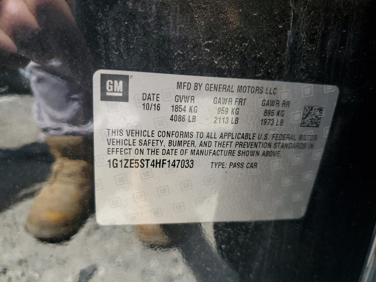 2017 Chevrolet Malibu Lt VIN: 1G1ZE5ST4HF147033 Lot: 69203395