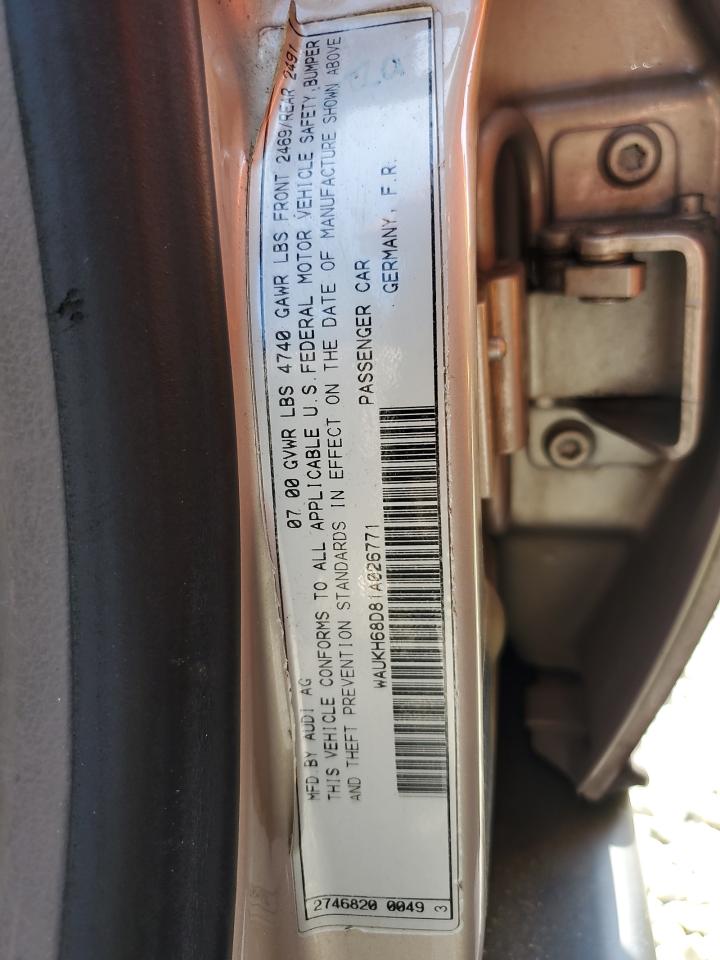 2001 Audi A4 2.8 Avant Quattro VIN: WAUKH68D81A026771 Lot: 68552985