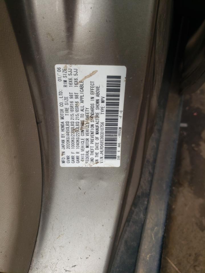 2006 Honda Cr-V Lx VIN: JHLRD68536C010756 Lot: 68304125