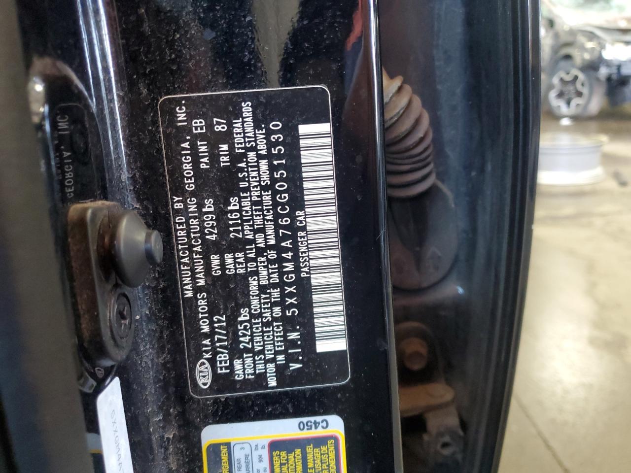 2012 Kia Optima Lx VIN: 5XXGM4A76CG051530 Lot: 70574445