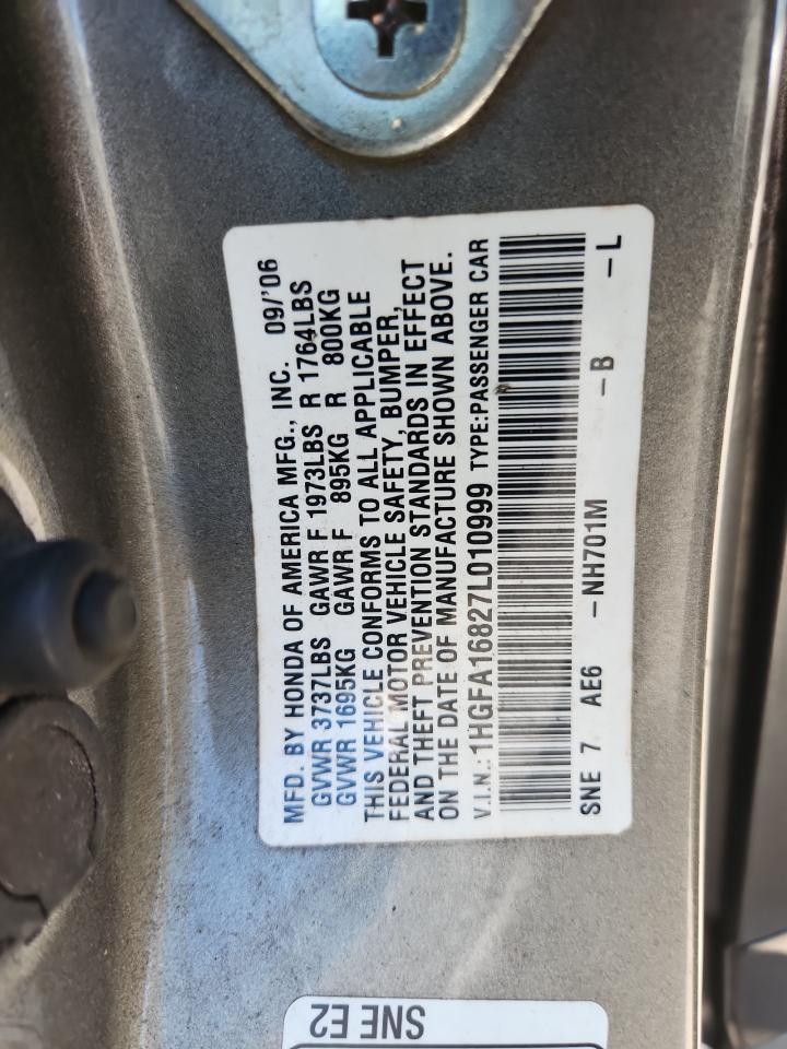 2007 Honda Civic Ex VIN: 1HGFA16827L010999 Lot: 71014735