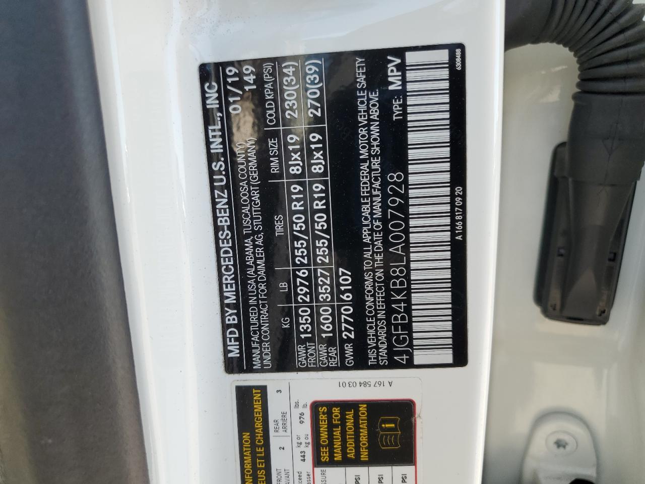 2020 Mercedes-Benz Gle 350 4Matic VIN: 4JGFB4KB8LA007928 Lot: 66540965