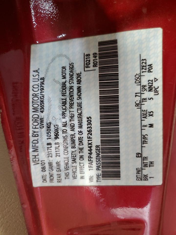 2001 Ford Mustang VIN: 1FAFP444X1F263305 Lot: 69213705