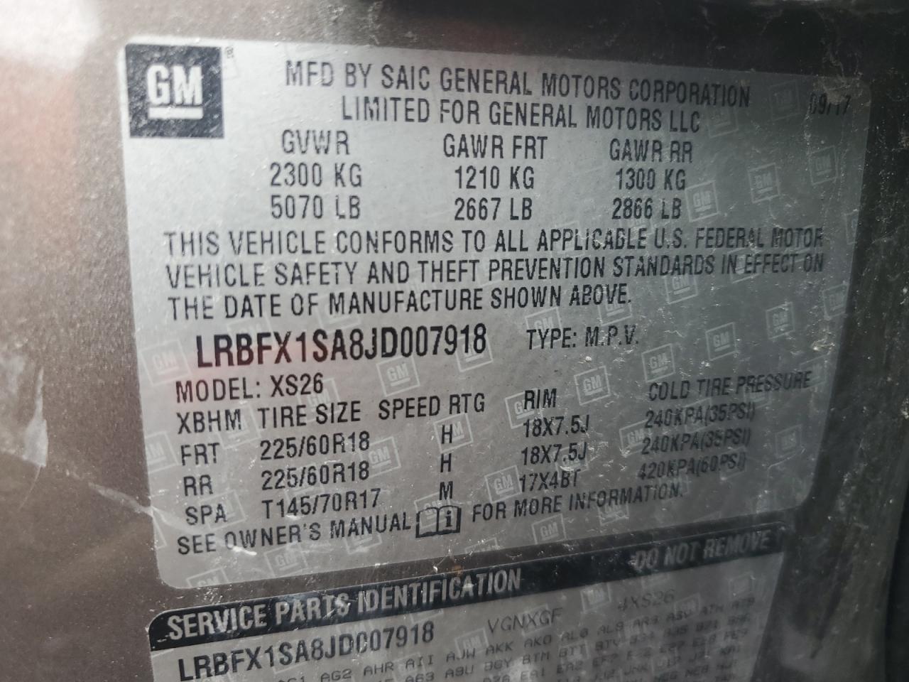 2018 Buick Envision Essence VIN: LRBFX1SA8JD007918 Lot: 68048625