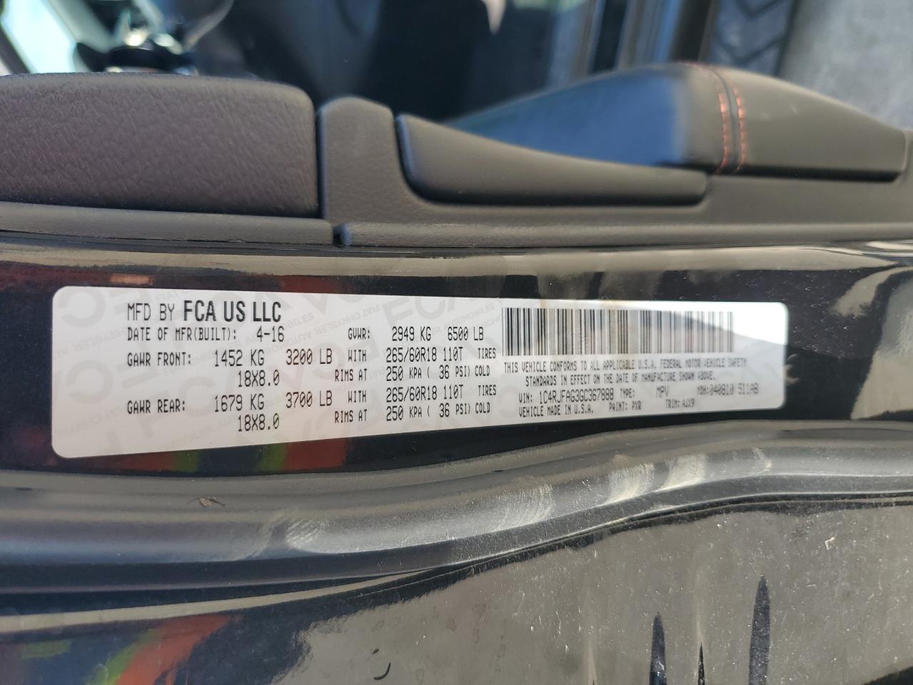 2016 Jeep Grand Cherokee Laredo VIN: 1C4RJFAG3GC367888 Lot: 68510515