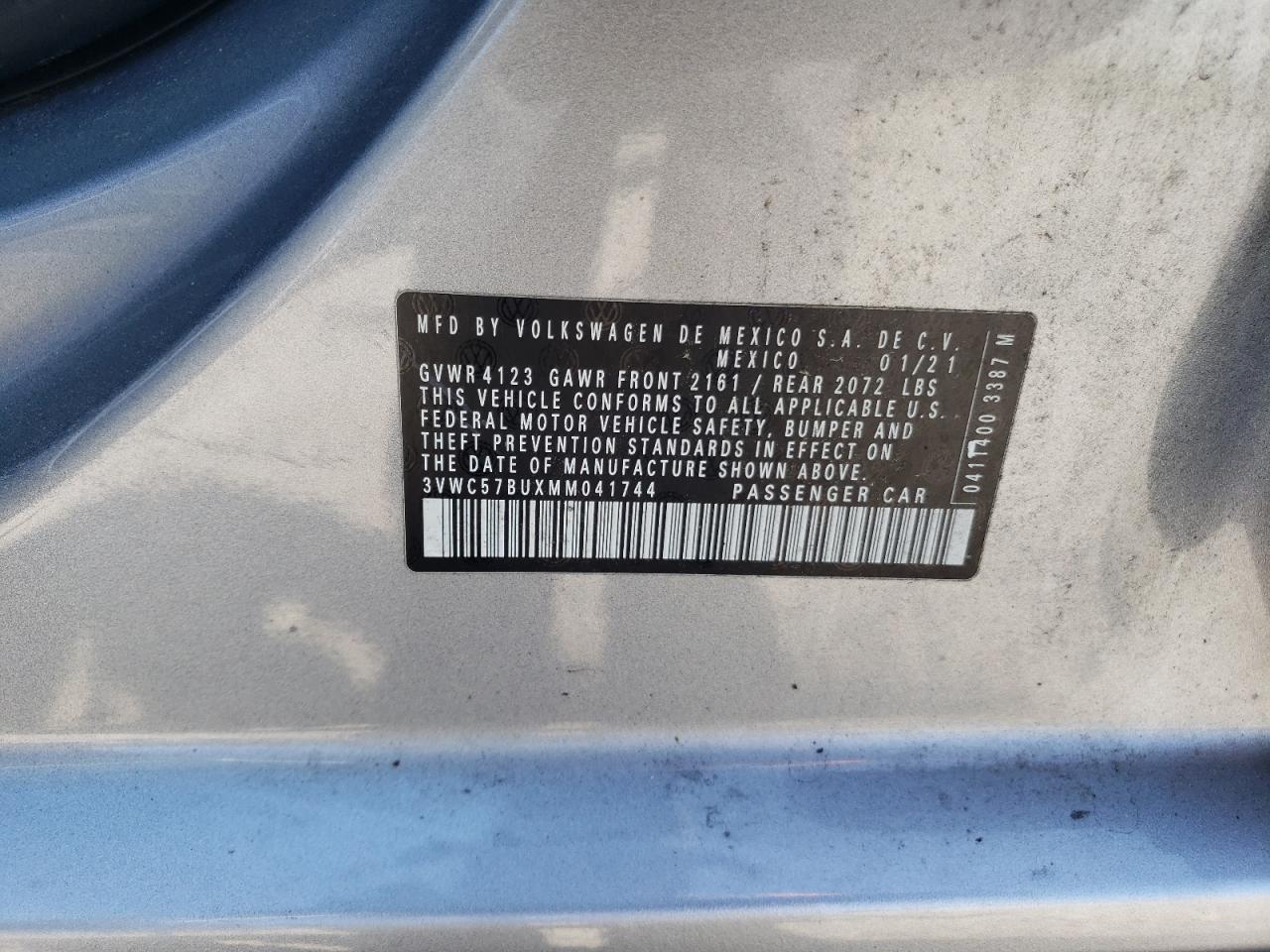 2021 Volkswagen Jetta S VIN: 3VWC57BUXMM041744 Lot: 70023605