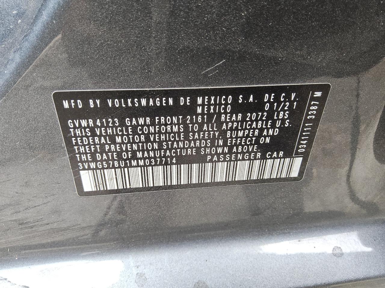 2021 Volkswagen Jetta Sel Premium VIN: 3VWG57BU1MM037714 Lot: 70232975