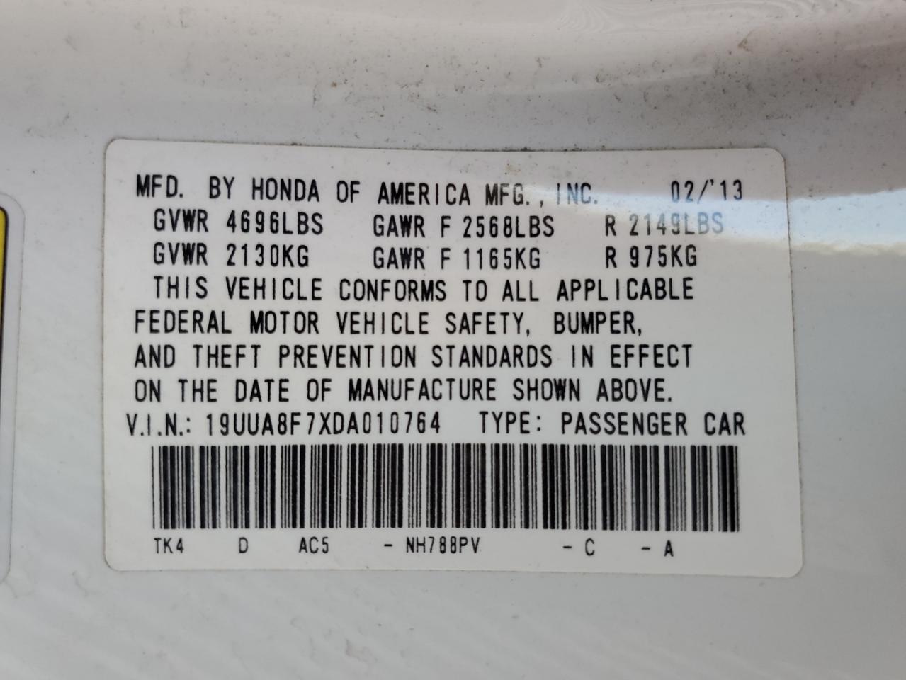 2013 Acura Tl Advance VIN: 19UUA8F7XDA010764 Lot: 68894535
