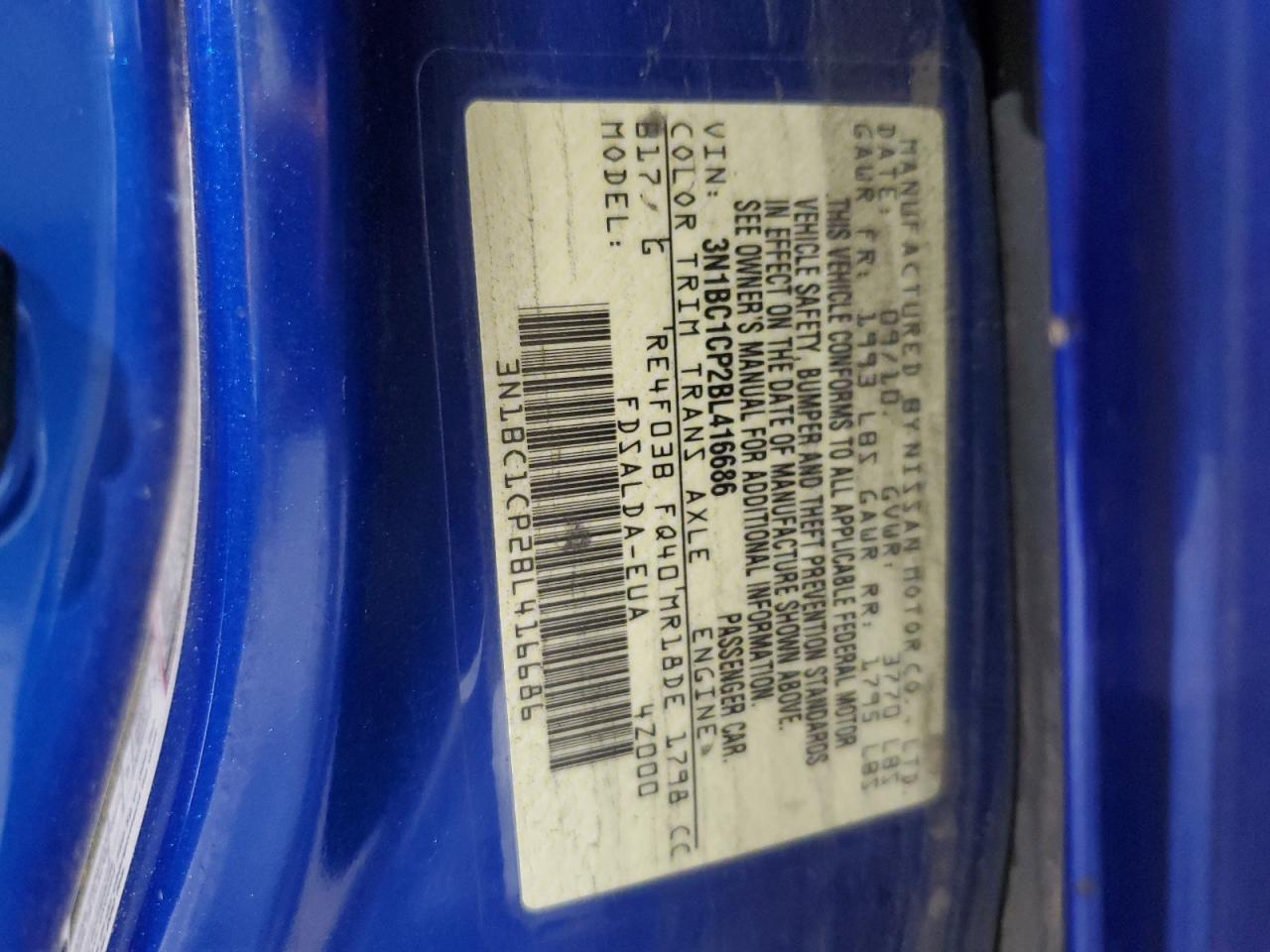 2011 Nissan Versa S VIN: 3N1BC1CP2BL416686 Lot: 68254675