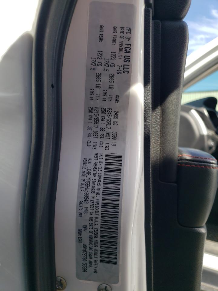 2017 Jeep Cherokee Trailhawk VIN: 1C4PJMBS6HW500948 Lot: 69056715