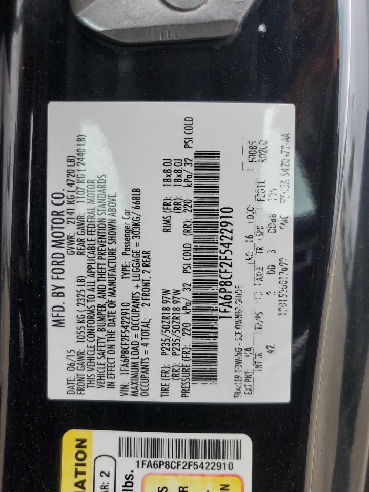 2015 Ford Mustang Gt VIN: 1FA6P8CF2F5422910 Lot: 69240045