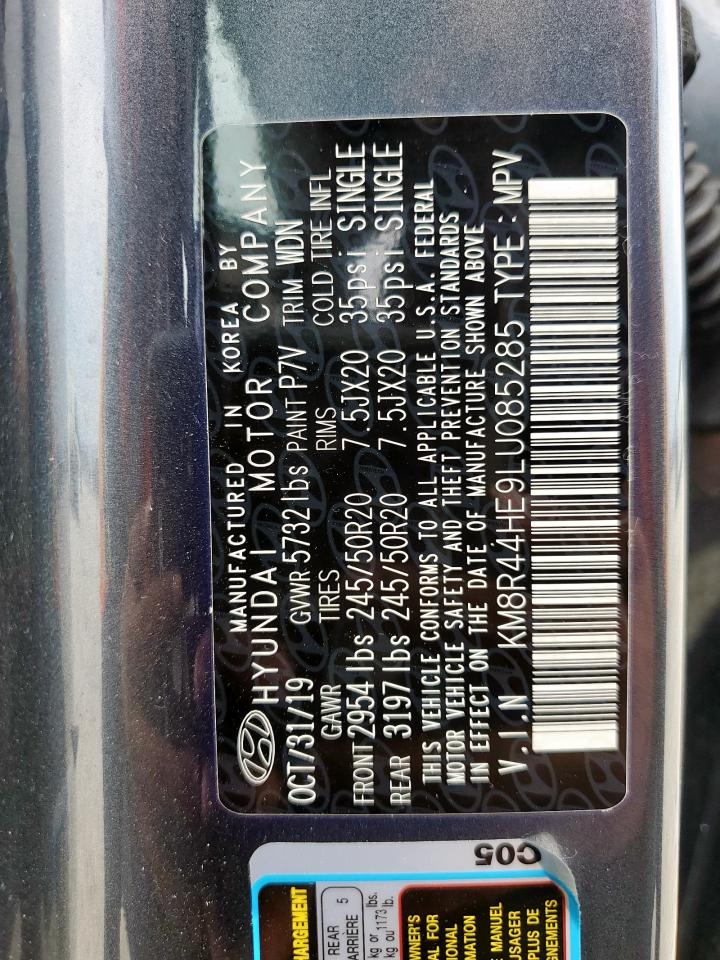 2020 Hyundai Palisade Sel VIN: KM8R44HE9LU085285 Lot: 70033345