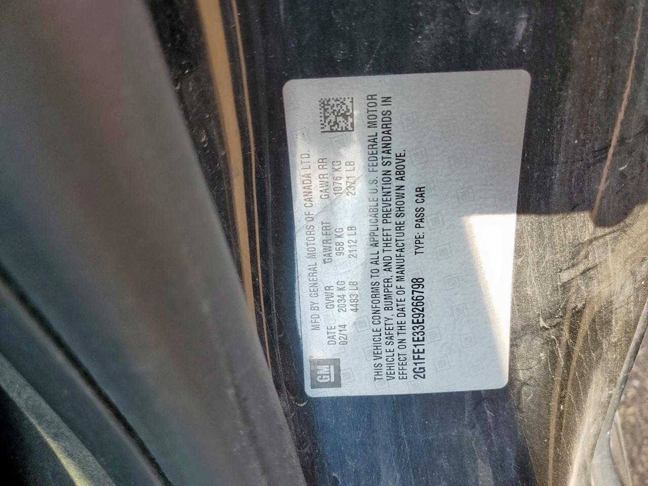 2014 Chevrolet Camaro Ls VIN: 2G1FE1E33E9266798 Lot: 70717895