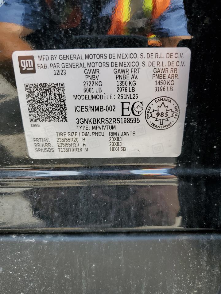 2024 Chevrolet Blazer Rs VIN: 3GNKBKRS2RS198595 Lot: 68324675